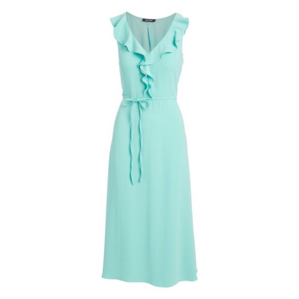 Nine West Mint Green Ruffled Midi Dress